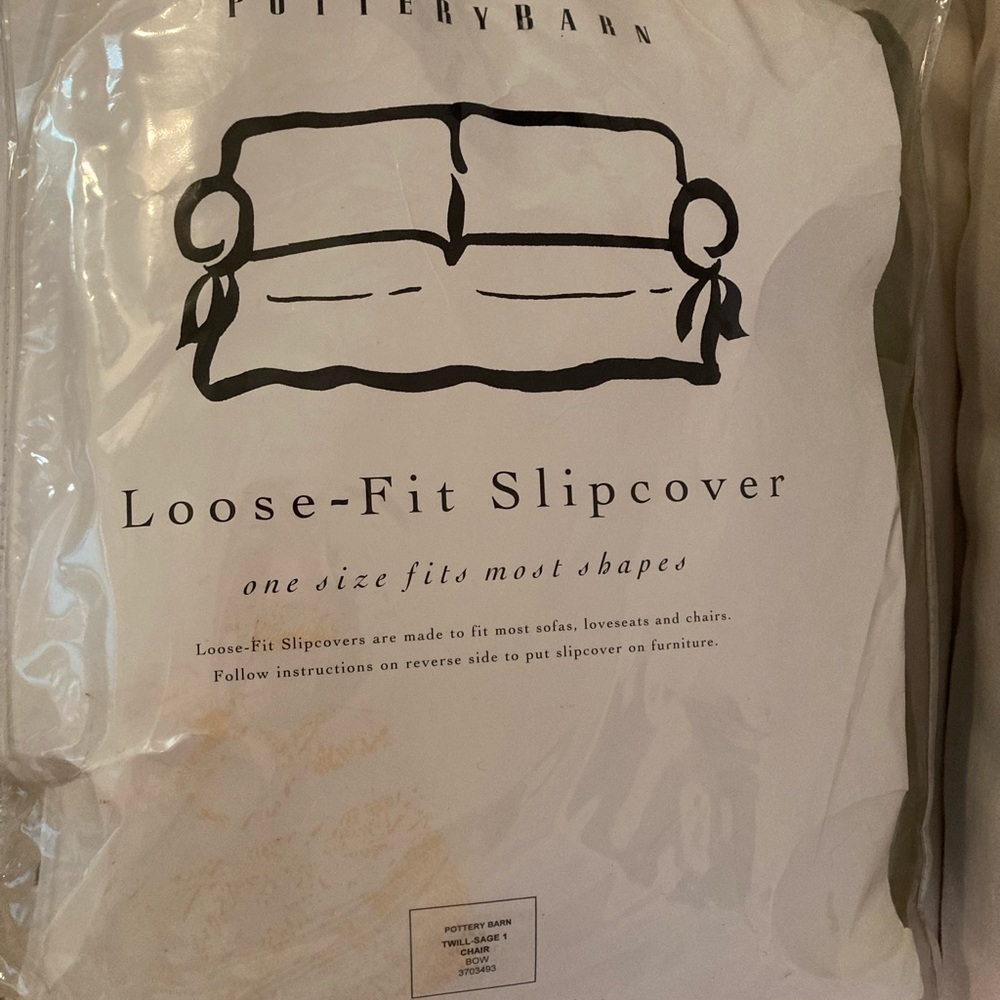 Pottery Barn Chair slip cover in sage